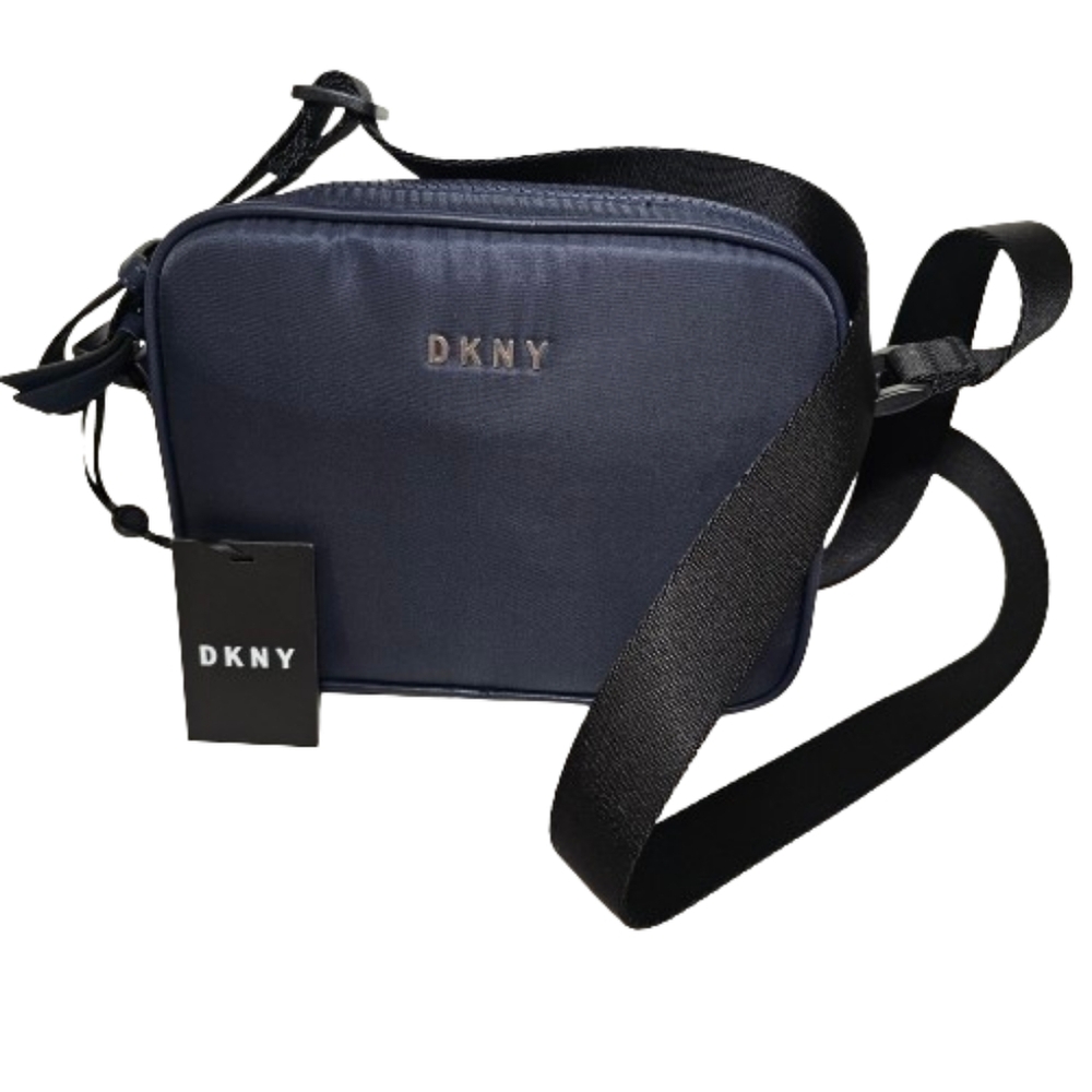 DKNY Carter Crossbody Camera Bag Purse Navy Black Silver